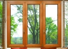 Деревянное трехстворчатое окно 1400*2100 сосна