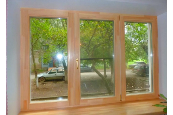 Деревянное трёхстворчатое окно 1400*2100 лиственница