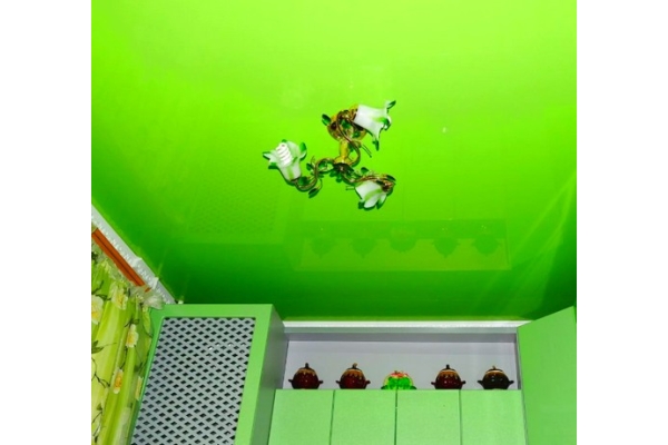 Натяжной потолок зеленый