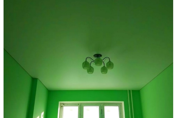 Натяжной потолок зеленый матовый